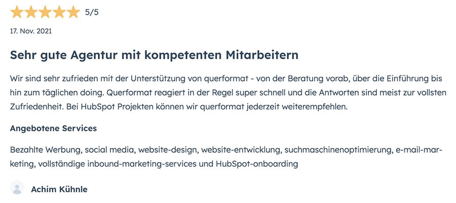 Kundenstimme zur Zusammenarbeit mit der Agentur querformat