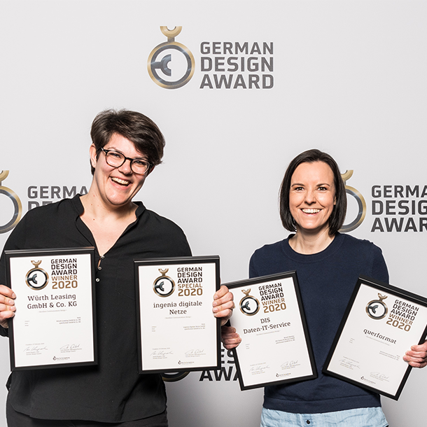 Unsere Grafikerinnen bei der Verleihung des German Design Awards 2020
