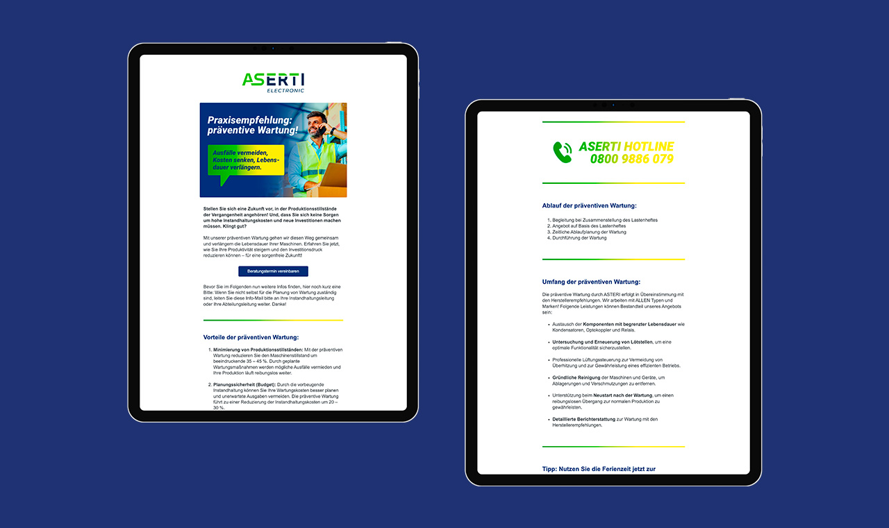 ASERTI Newsletter Tablet Mockups