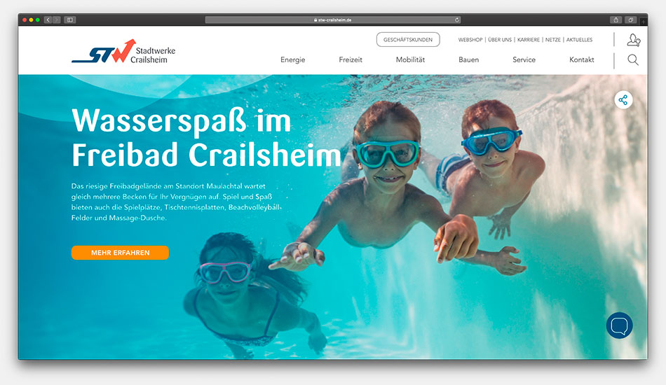 Screenshot der Website der Stadtwerke Crailsheim