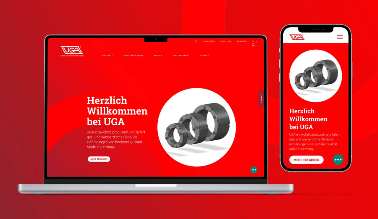 Die Website von UGA auf einem Notebook und im Responsive Webdesign auf einem Smartphone