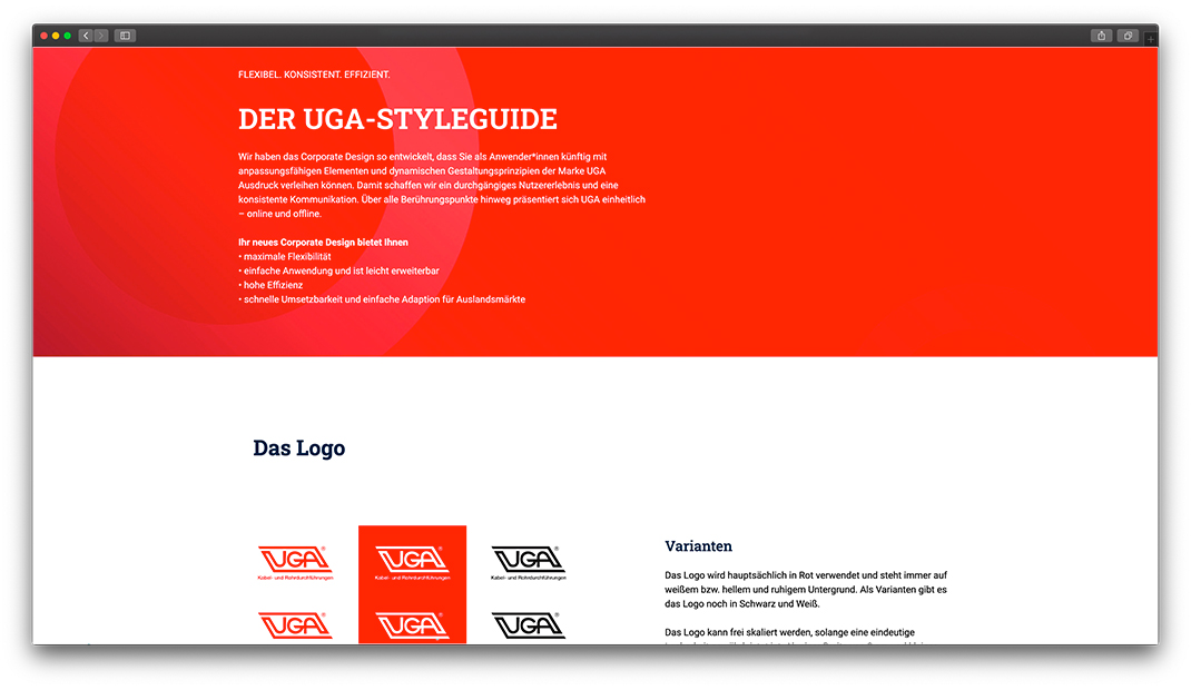 Screenshot vom Online-Styleguide